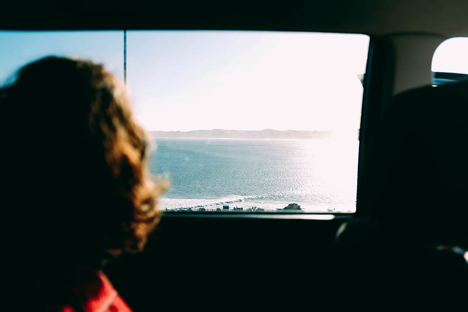 woman in plane, window, indoors, interior design, human, person HD wallpaper