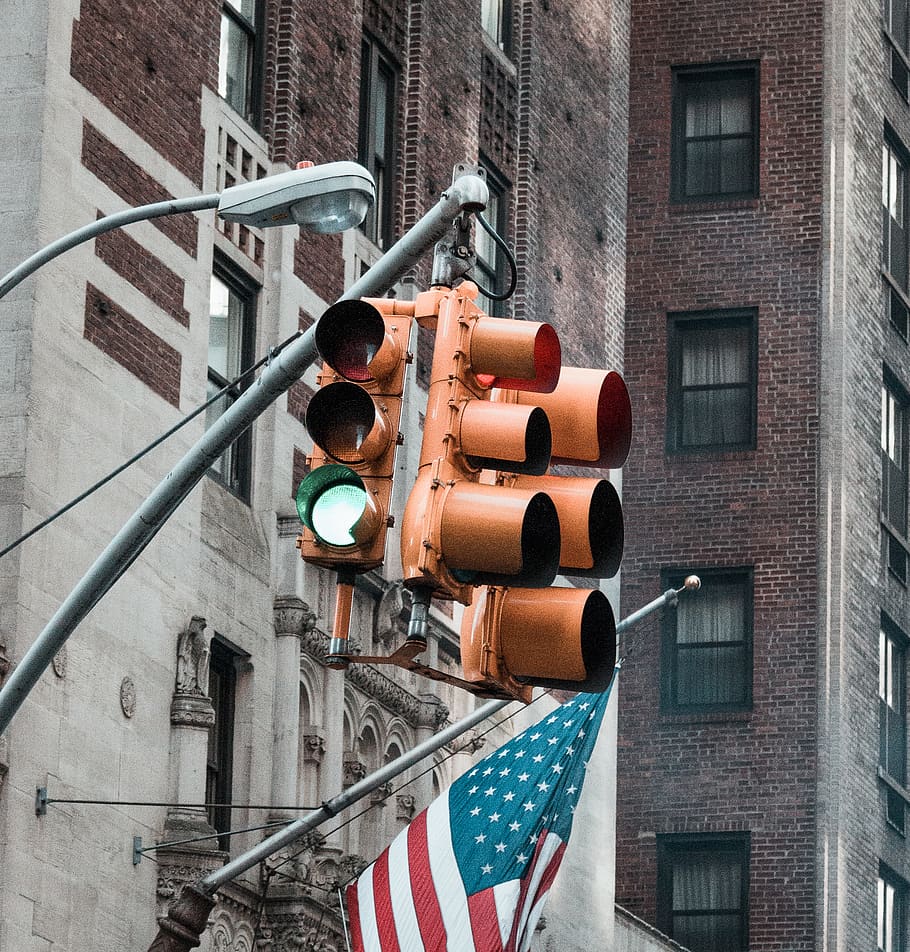 symbol, New York City, Light, Traffic, Urban, Flag, USA, NYC HD wallpaper