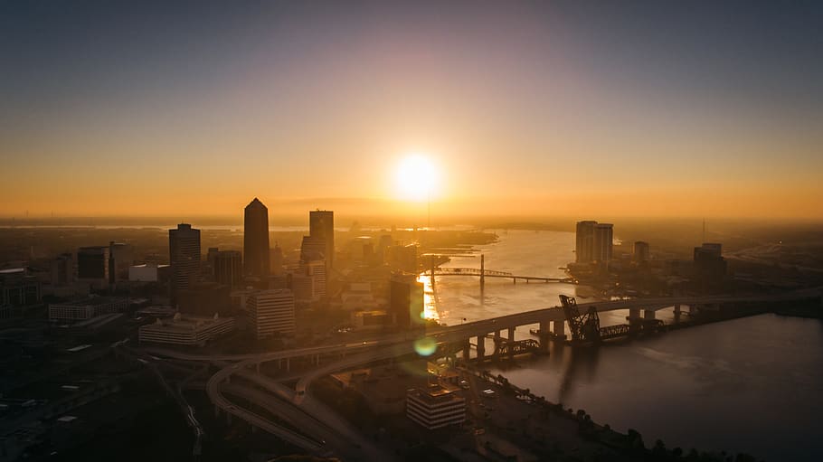 jacksonville, united states, 123 oak st, view from above, yellow