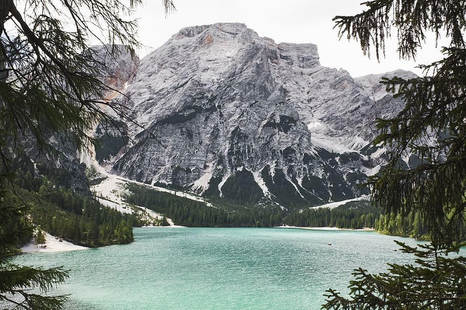 mountain, valley, trees, landscape, nature, plants, lake water HD wallpaper