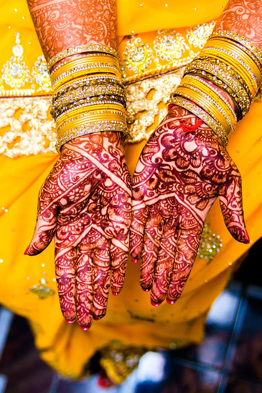 HD wallpaper: mehendi, bangles, wedding, jewelry, saree, gold, culture,  indian | Wallpaper Flare