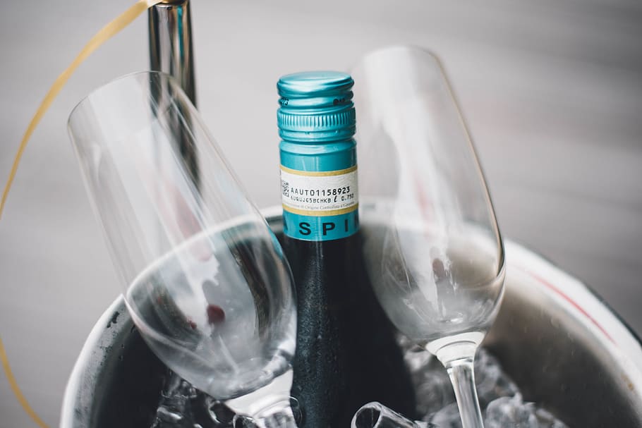 bottle, wine, beverage, drink, cold, glass, ice, bucket, container HD wallpaper
