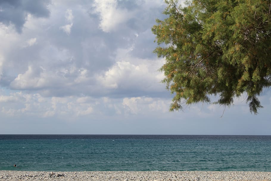 sea, tree, beach, landscape, ocean, sky, nature, island, summer HD wallpaper