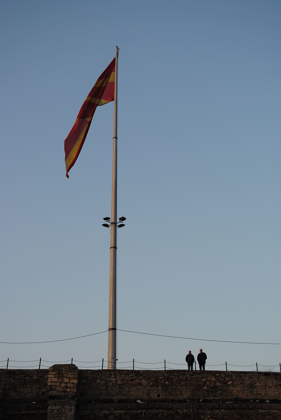 skopje, macedonia (fyrom), flag, fortress, sky, patriotism, HD wallpaper