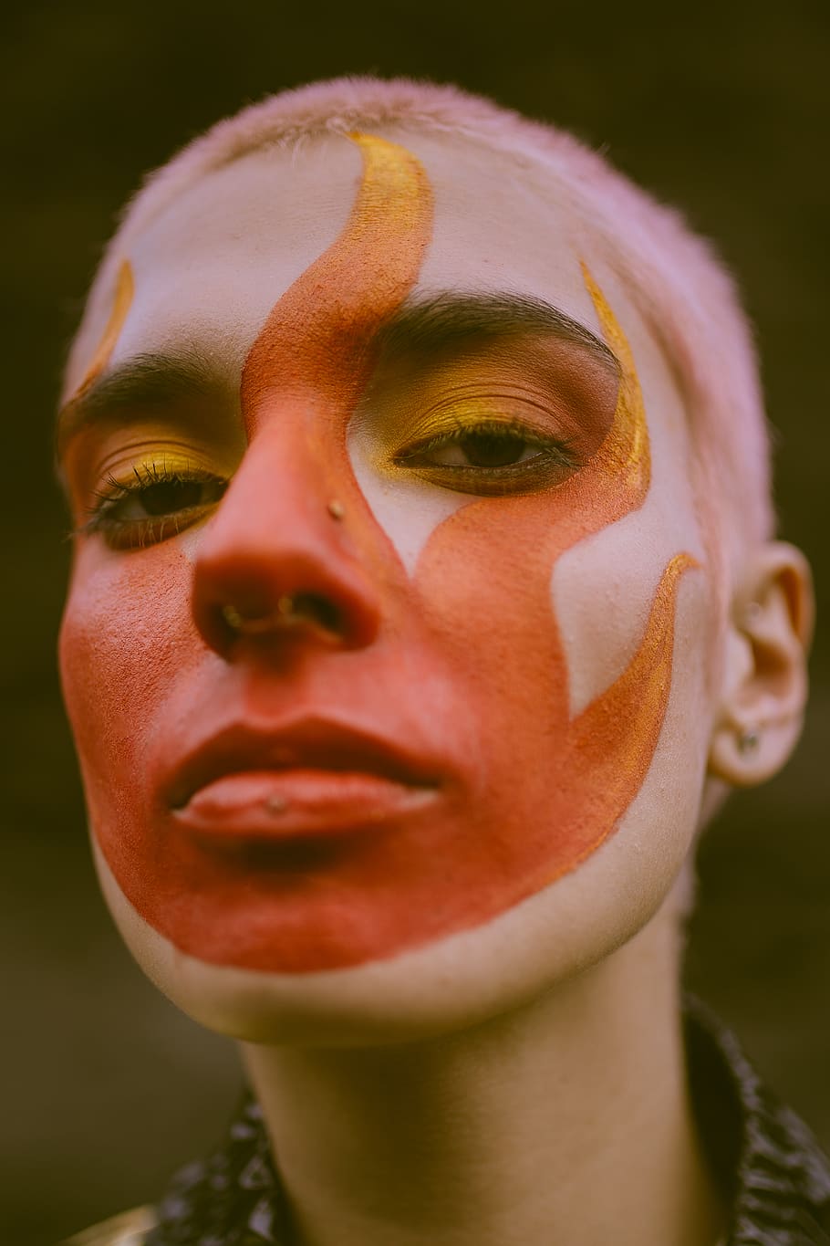 Fire Face Paint, art, close-up, fashion, hair, model, person, HD wallpaper