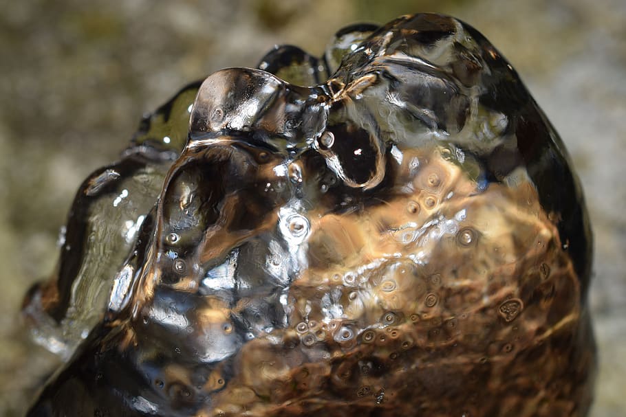 ice, green, bubble, cold, winter, close-up, no people, focus on foreground HD wallpaper