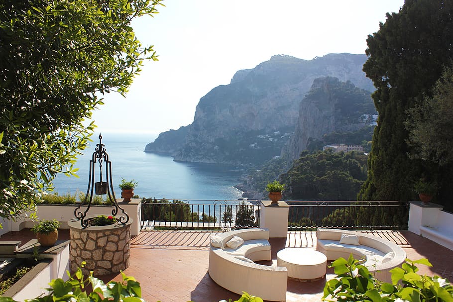 italy, capri, travel, island, italia, plant, water, nature, HD wallpaper