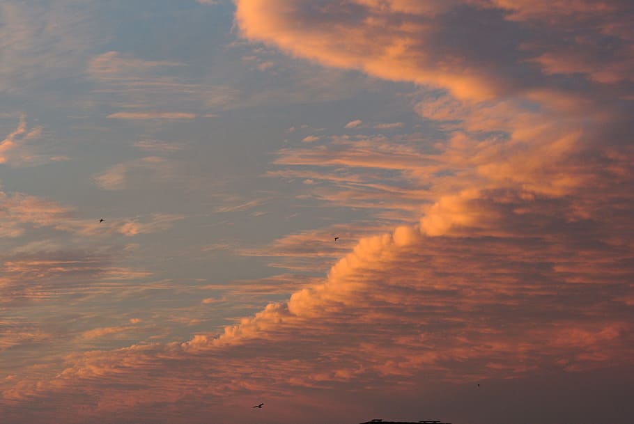 Scenic View of Sky During Dusk, cloud formation, cloudiness, clouds HD wallpaper