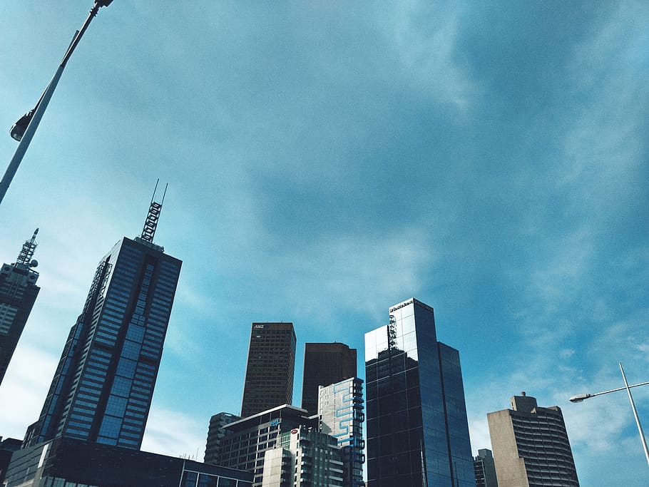 sky scraper, blue sky, built structure, architecture, building exterior HD wallpaper