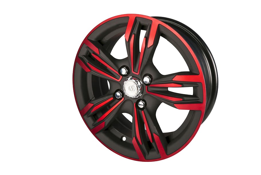 Black and Red Tire Rim, alloy, alloy rim, car, mag wheels, red and black
