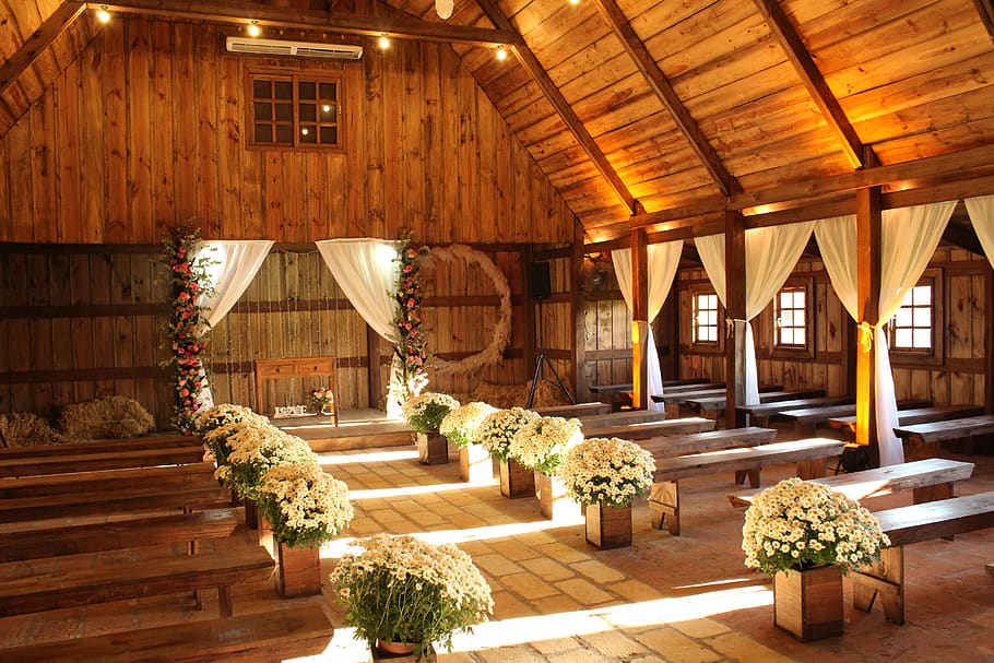 Photo of Wedding Setup, aisle, architecture, curtains, daylight