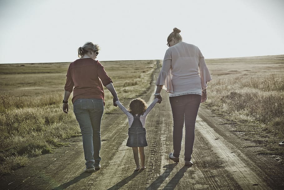 Photography of Women Walking on Dirt Road, adults, affection HD wallpaper