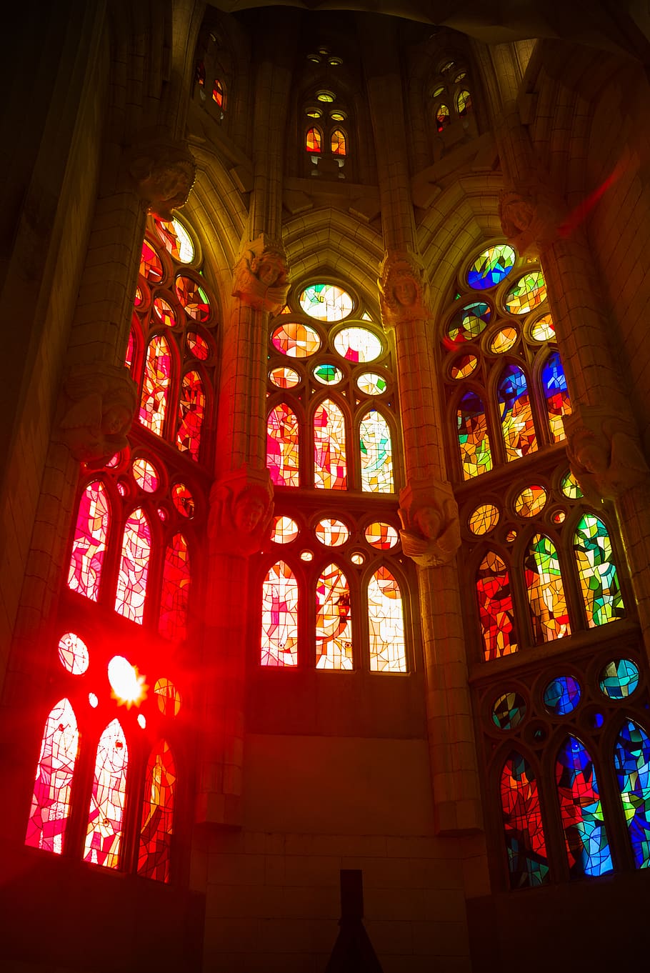 brown building interior, stained glass, built structure, architecture HD wallpaper
