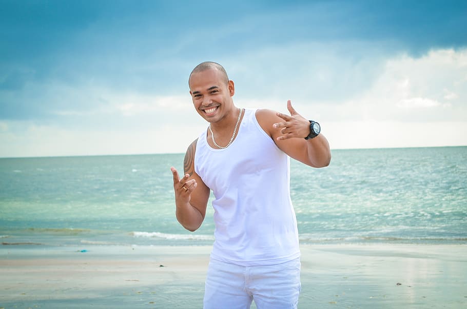 Photo of Man on Seashore, beach, beachlife, enjoyment, fun, island HD wallpaper