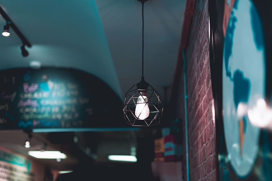 white pendant lamp, shade, light, abstract, interior design, decor HD wallpaper