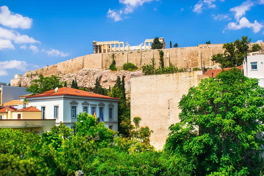 A sunny view of the Acropolis., monument, archtecture, ancient HD wallpaper