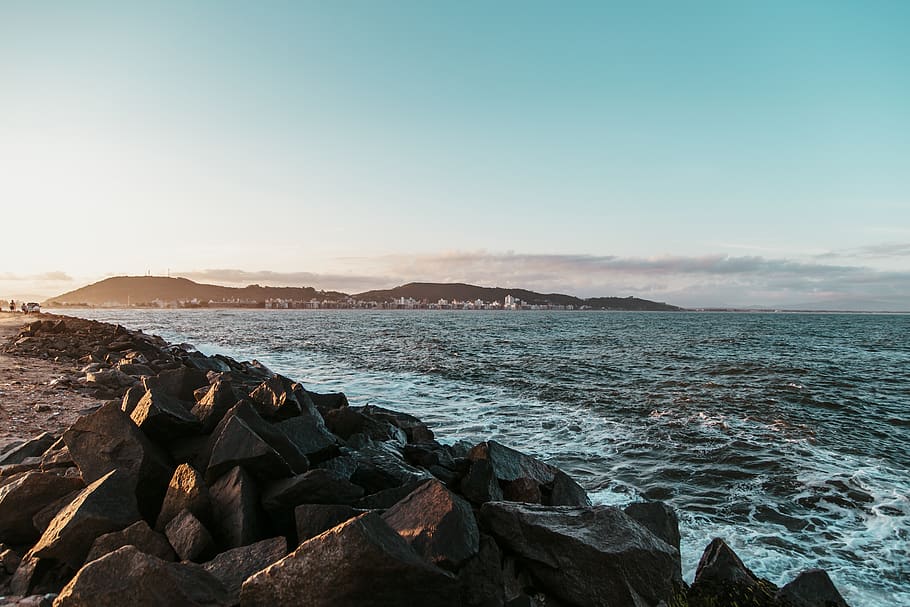Ocean , rocks, sea, seascape, seashore, sky, water, scenics - nature HD wallpaper