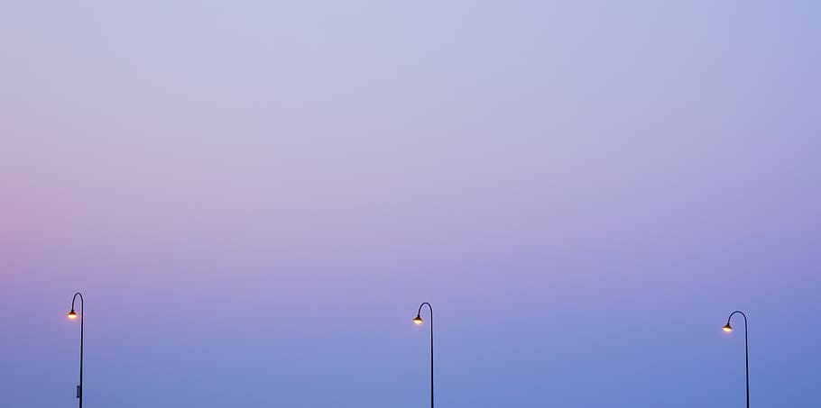turned-on three light posts wallpaper, street light, sky, lighting equipment HD wallpaper
