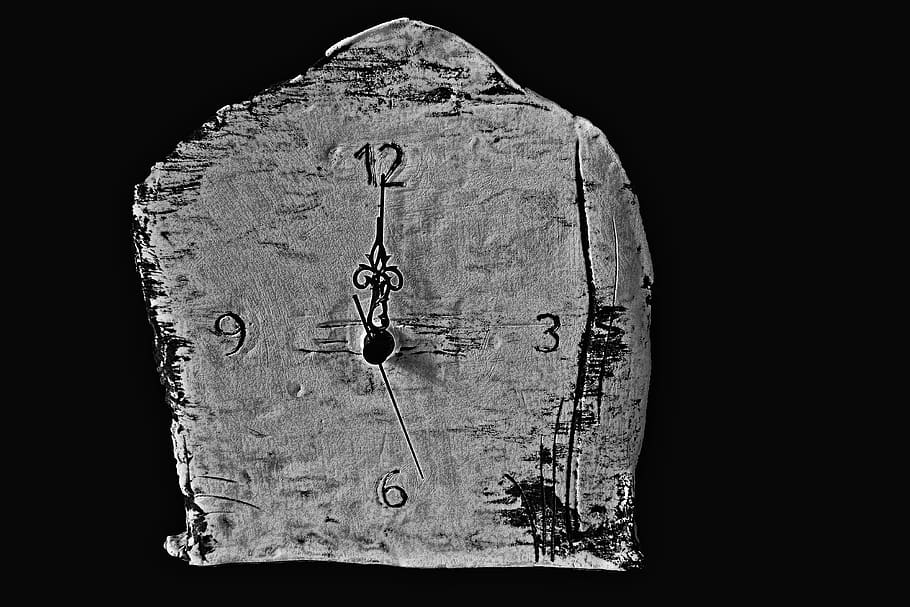clock, timepiece, clock face, time indicating, black background HD wallpaper