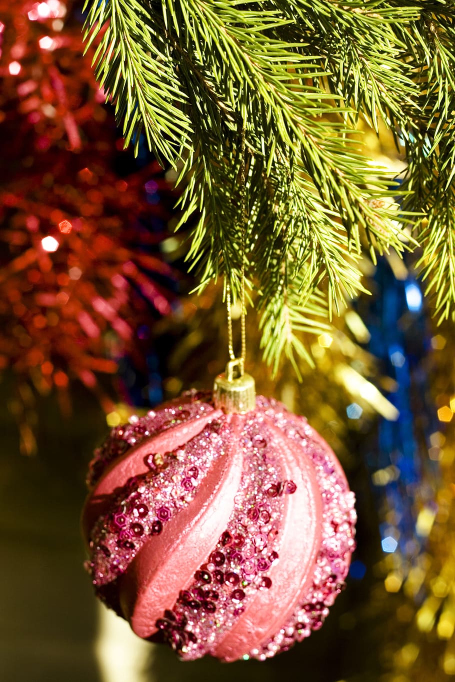 background, ball, bauble, blue, blur, bright, celebration, christmas HD wallpaper