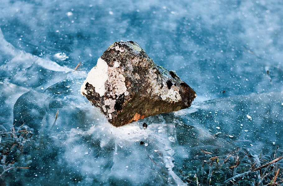 brown stone, ice, nature, outdoors, mountain, snow, rock, glacier HD wallpaper