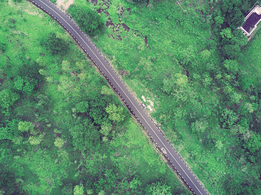 driving, trip, commute, drone, green, road trip, mavic, dji HD wallpaper