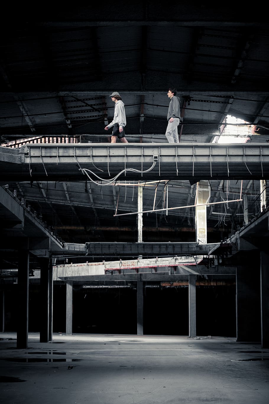 two men walking inside building, architecture, built structure HD wallpaper