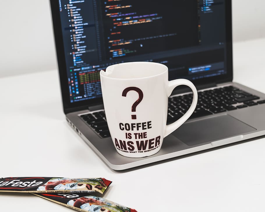 Download 4k Programming Laptop With Coffee Wallpaper