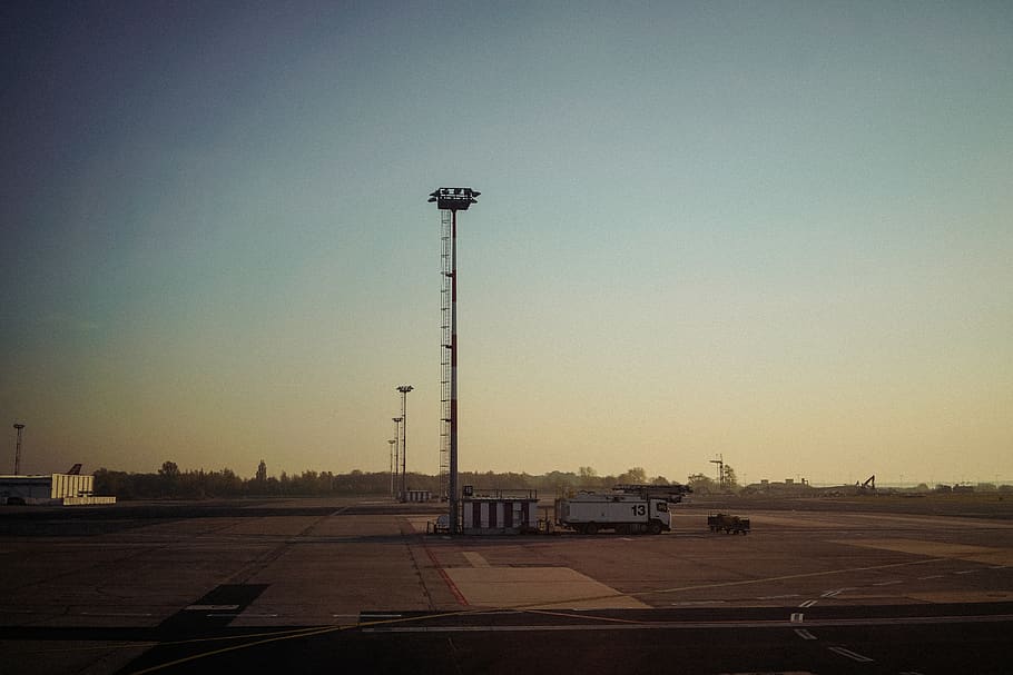 building, architecture, tower, control tower, airport, nature HD wallpaper