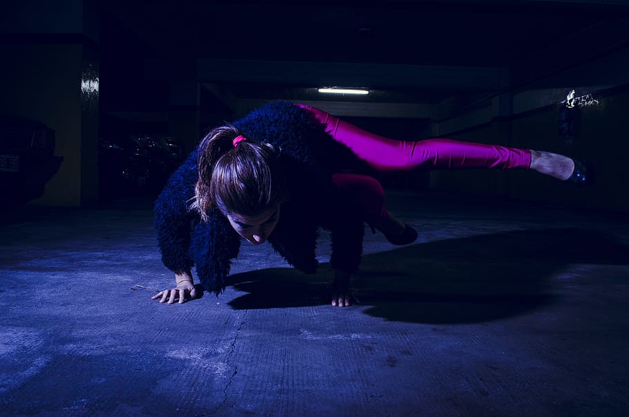 Woman Wearing Purple Leggings Dancing Hip Hop, action, adult, HD wallpaper