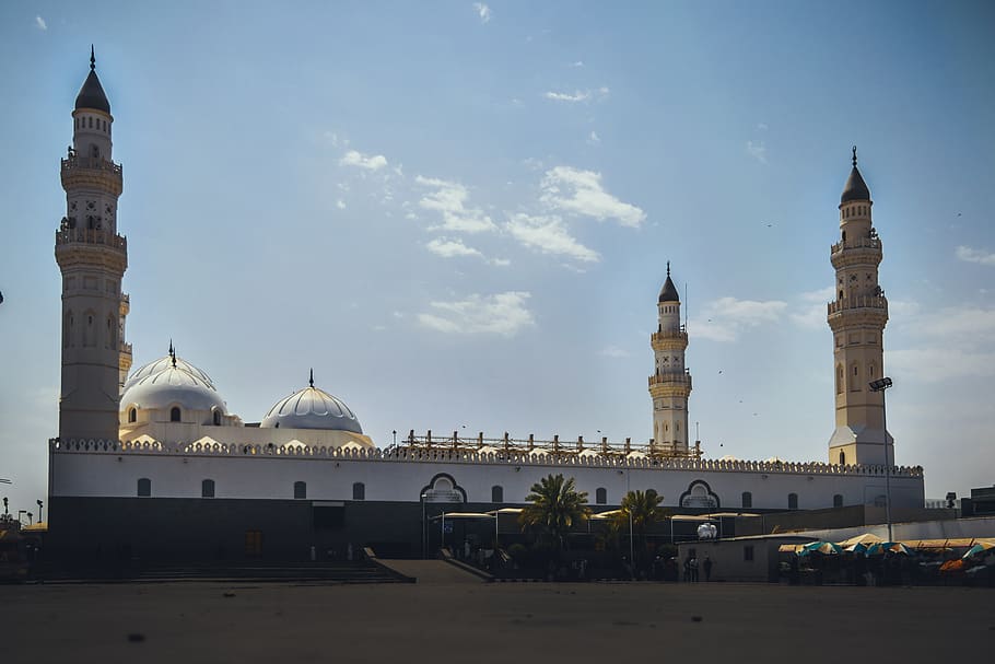 saudi arabia, medina, sky, clouds, allah, religion, islam, mosque, HD wallpaper