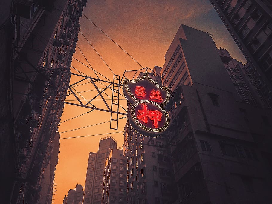 signage, building, light, night, sunset, street, iphone, built structure HD wallpaper