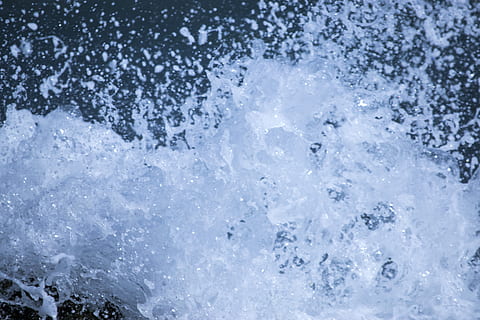 ocean wave photography, water, sea, foam, rocks, blue, texture HD wallpaper
