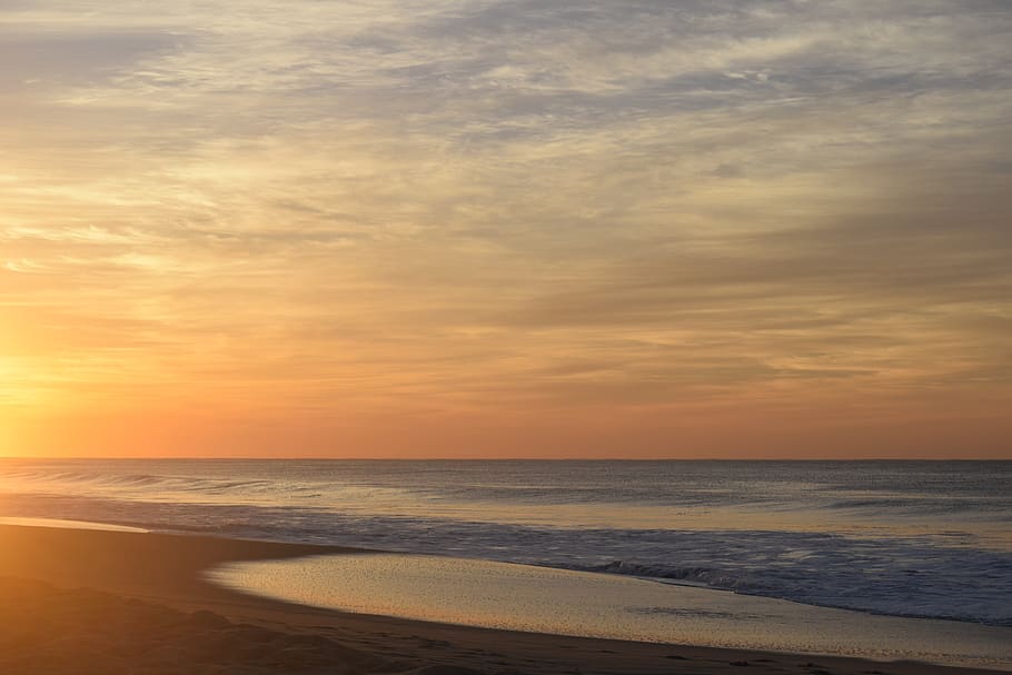 exappiah, sunrise, beach, sea, sky, water, sunset, horizon HD wallpaper
