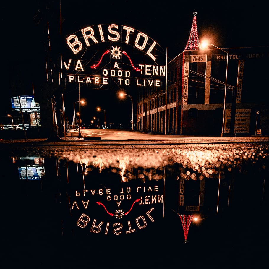 Bristol signage, night, illuminated, text, communication, water HD wallpaper