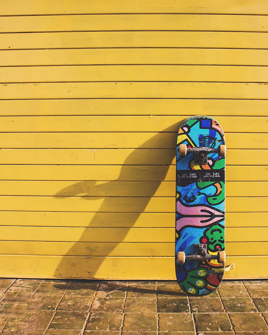 photo of blue multicolored skateboard, sports, india, vasai, suncity, HD wallpaper