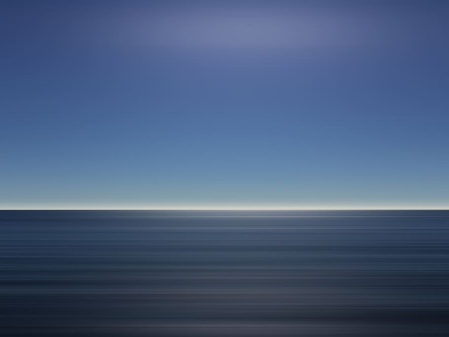 ocean, sky, blue, calm, tranquil, horizon, vacation, holiday HD wallpaper