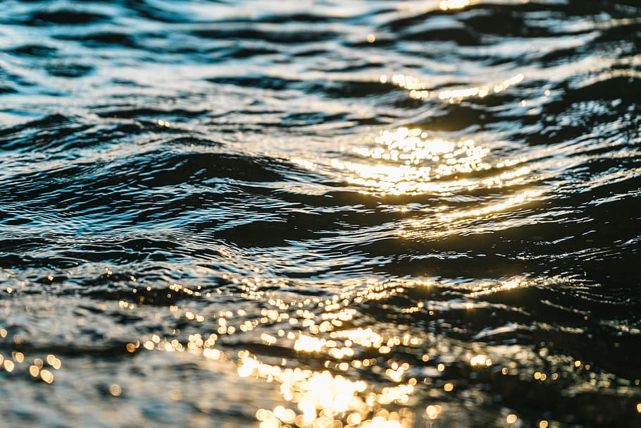 water, wave, waves, sunset, mirror, lake, sea, river, reflection HD wallpaper