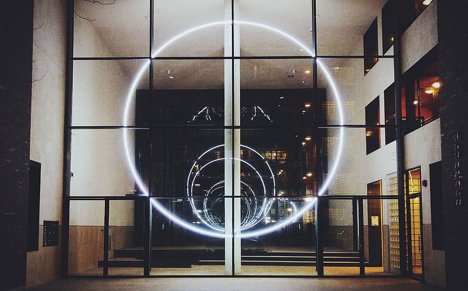 light circle, building, entrance light, architecture, built structure HD wallpaper
