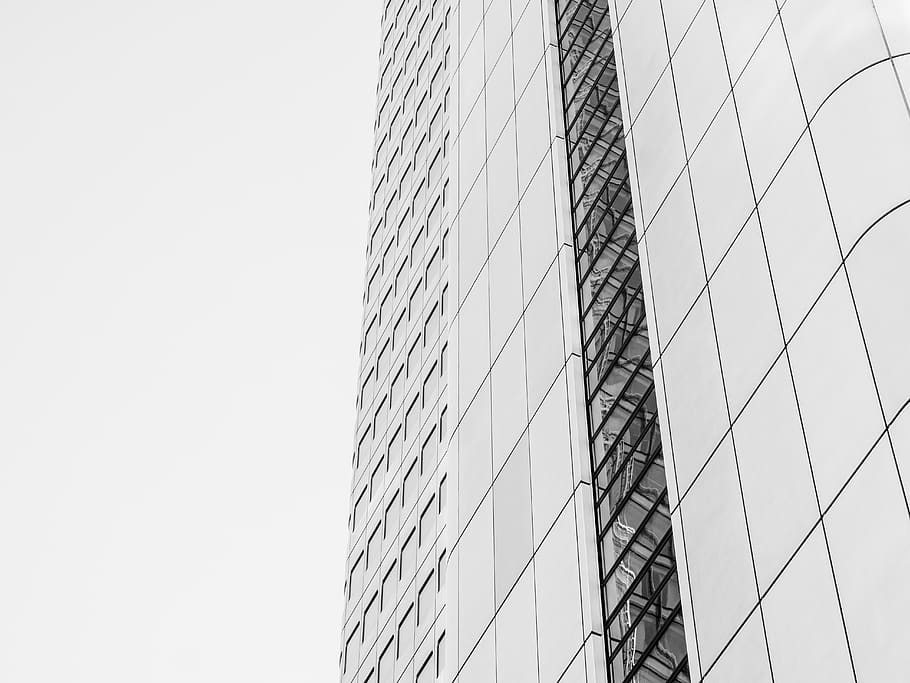 High-rise Building, architectural design, architecture, black and white HD wallpaper