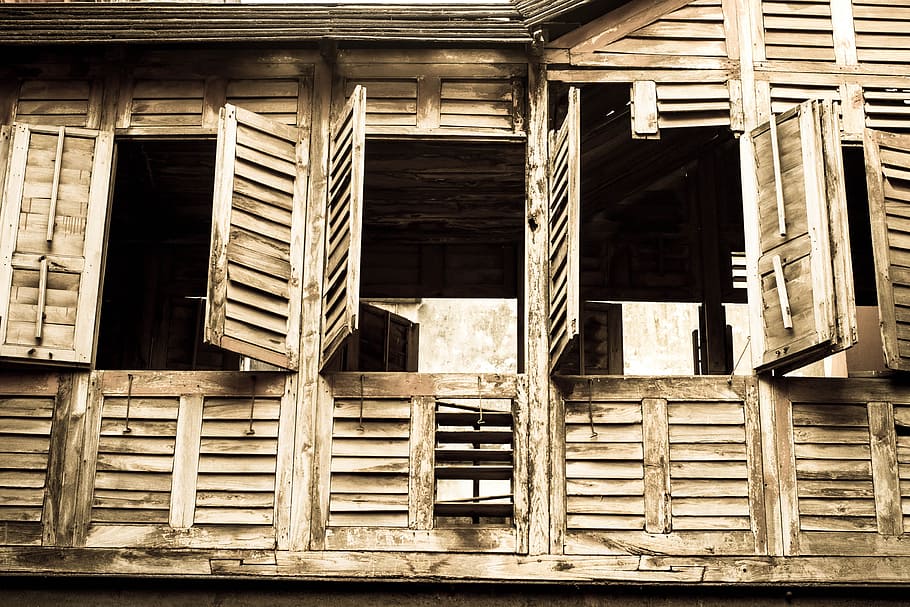 windows, shutters, architecture, broken, wood, old, built structure HD wallpaper