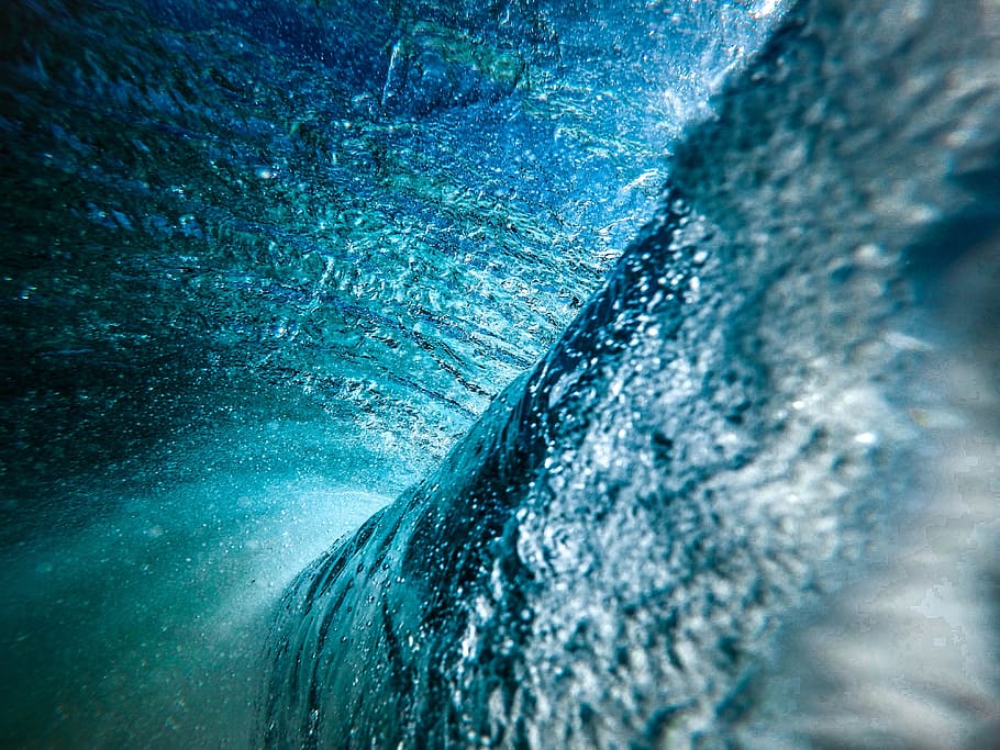 ocean, water, waves, blue, liquid, aqua, sea, motion, underwater HD wallpaper