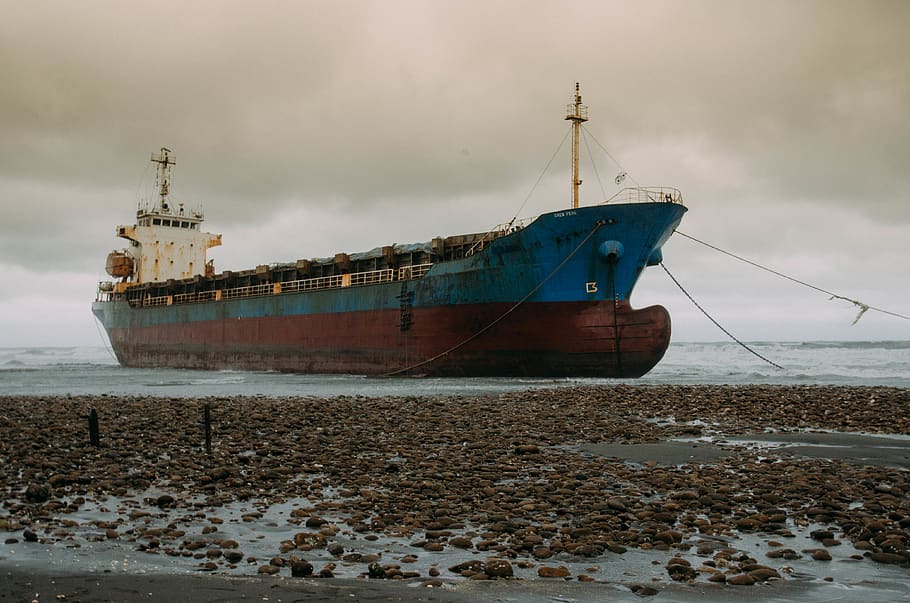 ship on shore during daytime, transportation, vehicle, boat, tanker HD wallpaper