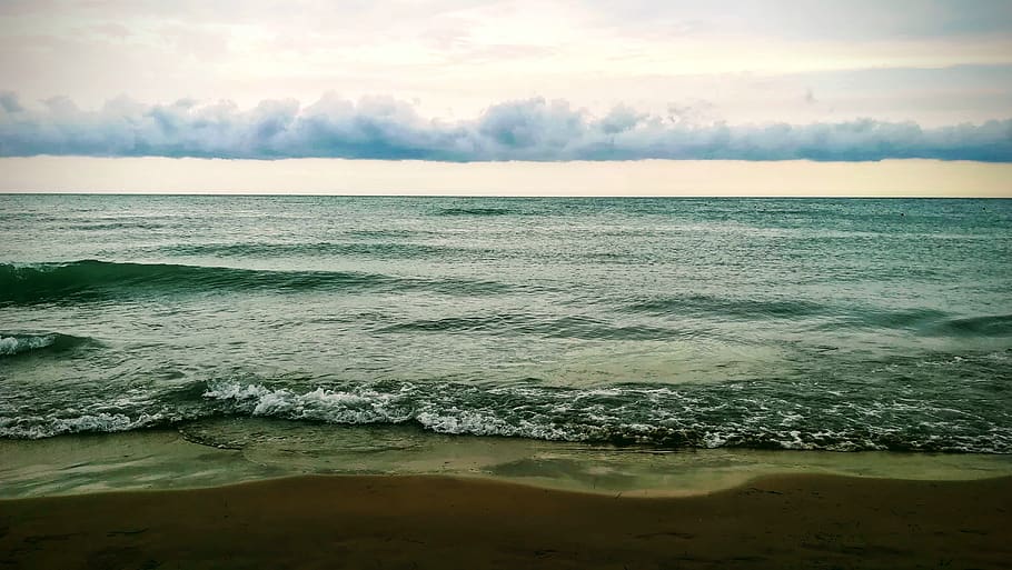 sea, clouds, beach, waves, landscape, horizon, water, sky, scenics - nature HD wallpaper