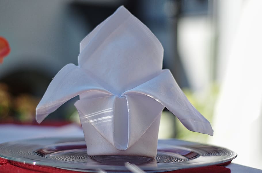 napkin, table, wedding, close-up, focus on foreground, no people, HD wallpaper