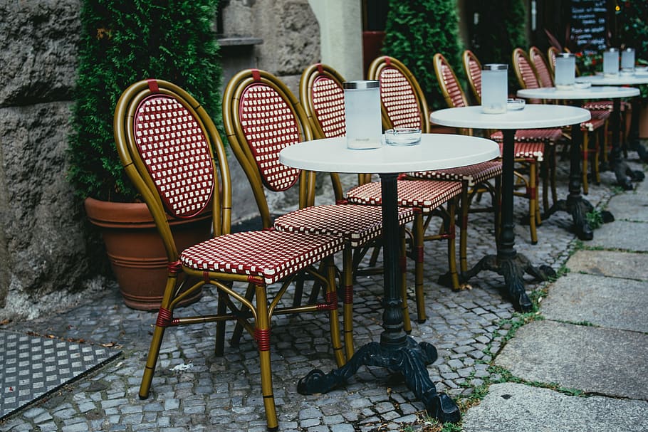 germany, berlin, tables, chairs, restaurant, street, bistro HD wallpaper