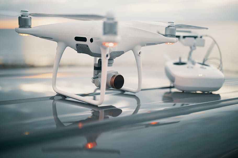 White Drone , camera, technology, mode of transportation, no people HD wallpaper