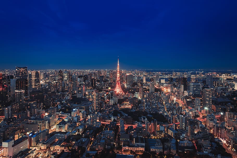 city during nighttime, outdoors, landscape, nature, scenery, town HD wallpaper