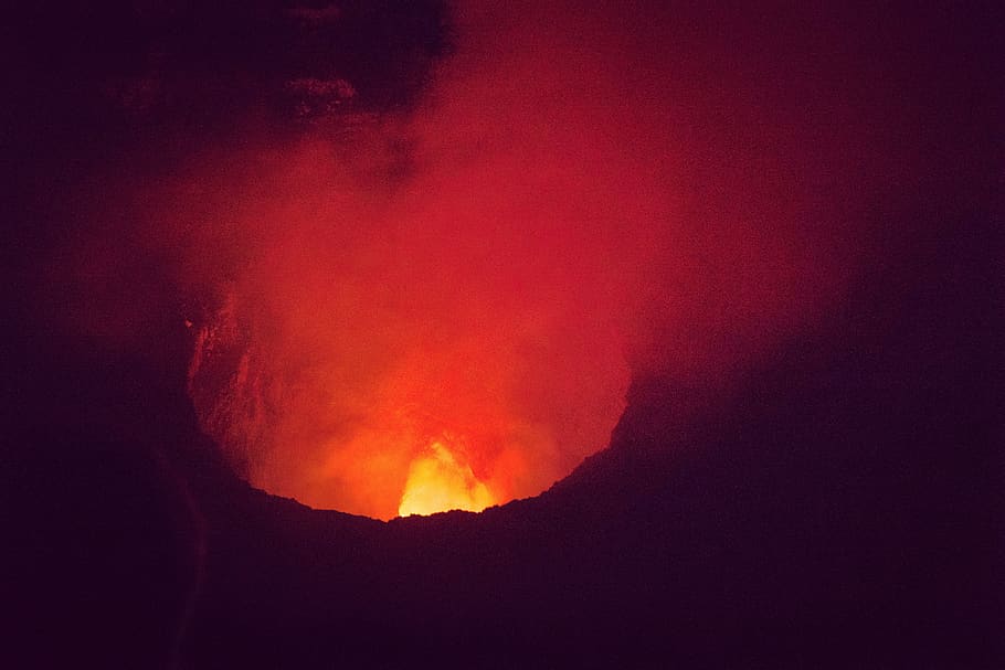 burning fire, volcano, heat - temperature, lava, geology, erupting HD wallpaper