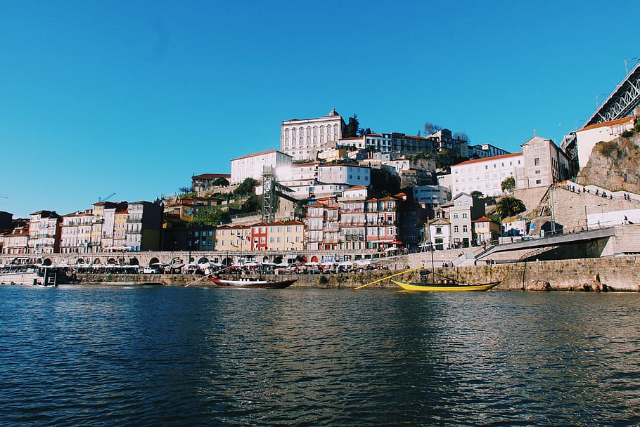 portugal, porto, river, sea, oporto, color, landscape, blue, HD wallpaper